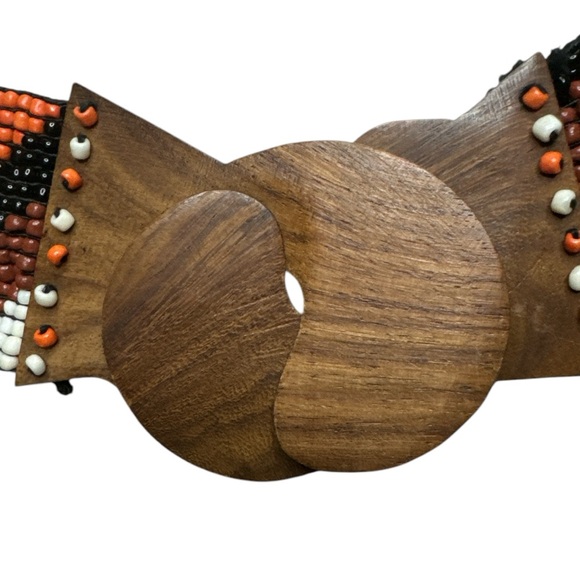 70’s Vintage Wooden Buckle Beaded Belt - Picture 2 of 5